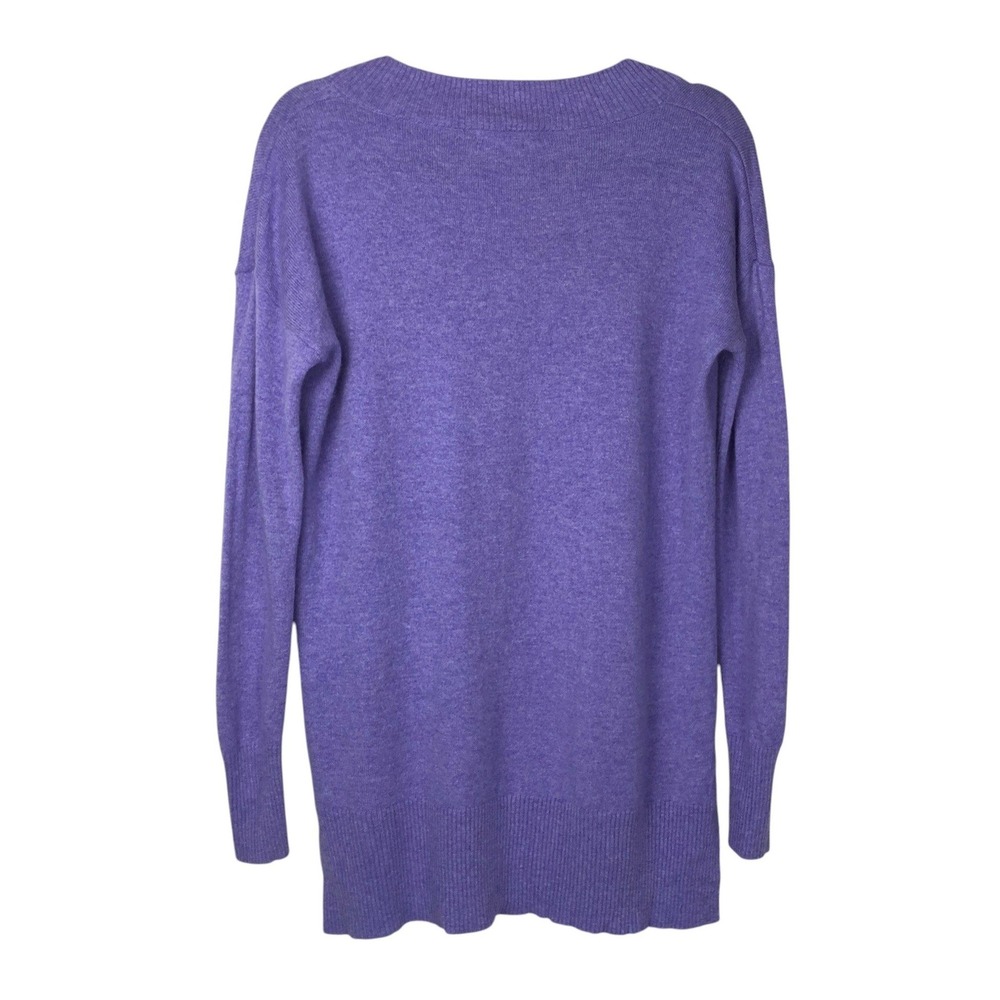 WoolOvers Womens Cashmere Merino Deep V Neck Tunic Size S Purple Quiet Luxury - Picture 3 of 12